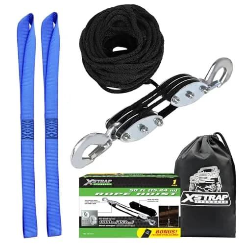XSTRAP STANDARD Heavy-Duty Rope Hoist 50 ft (15.24 m) | 1000 lb Load Capacity, 2000 lb Breaking Strength — 50ft Black Standard