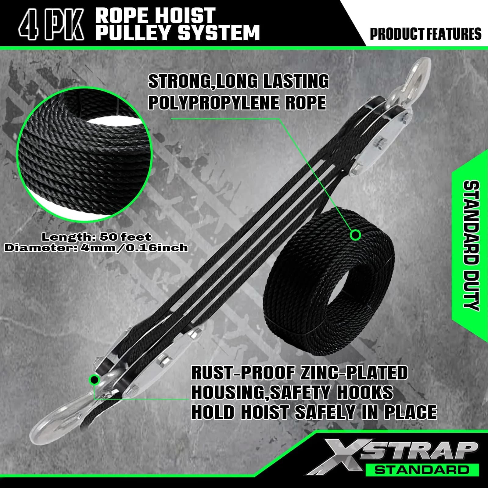 XSTRAP STANDARD Heavy-Duty Rope Hoist 50 ft (15.24 m) | 1000 lb Load Capacity, 2000 lb Breaking Strength - view 5