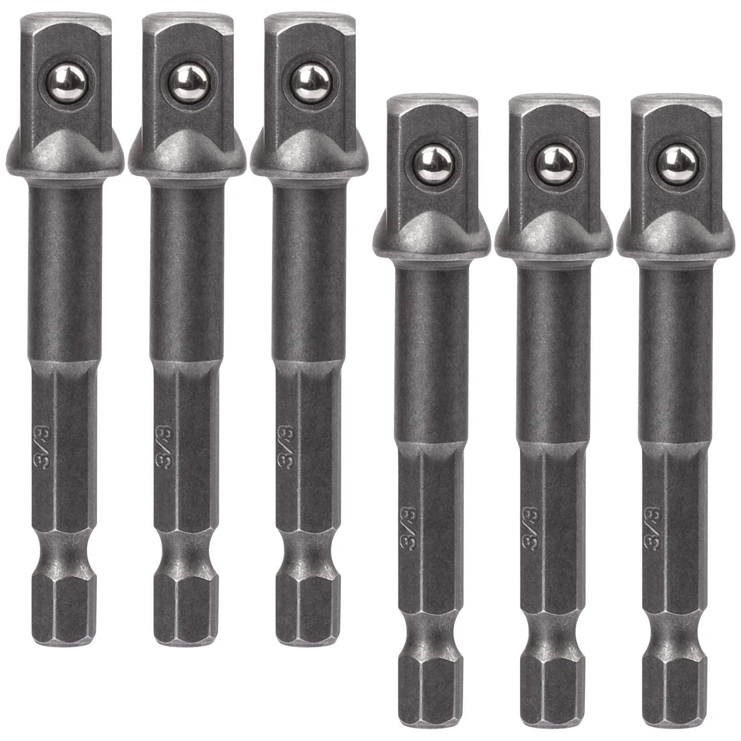 OIIKI 6 Pack 3/8 inch Square Socket Adapter Bit Set | Hardened HSS Impact Driver Bits for Automotive & DIY (70-120 chars) — 6PCS 3/8 inch