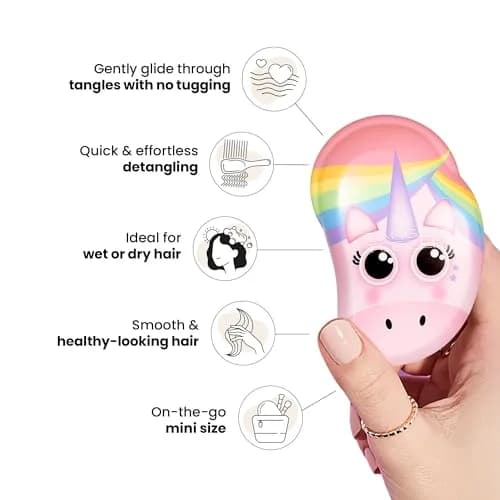 Tangle Teezer Original Detangler Mini Hair Brush for Kids, Rainbow Unicorn (10cm x 6cm x 4.5cm) thumbnail 5