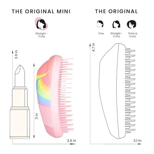 Tangle Teezer Original Detangler Mini Hair Brush for Kids, Rainbow Unicorn (10cm x 6cm x 4.5cm) thumbnail 8
