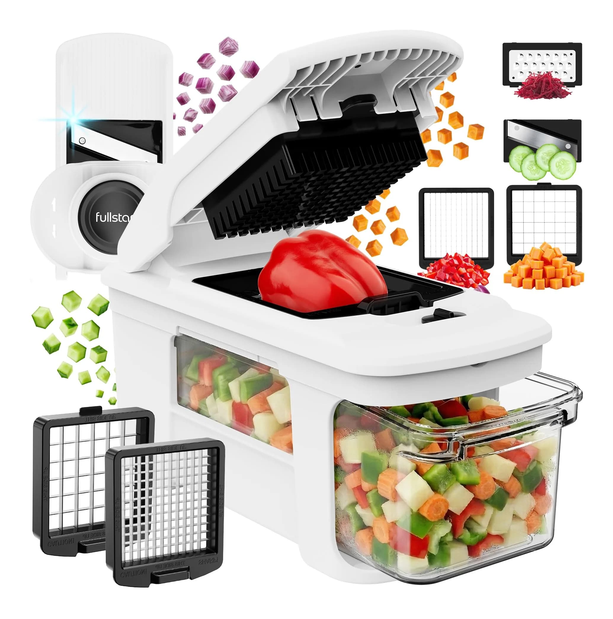Fullstar Pro XL Vegetable Chopper & Mandoline Slicer 1.8L Container | 4-in-1 Stainless Steel Blades - main product image
