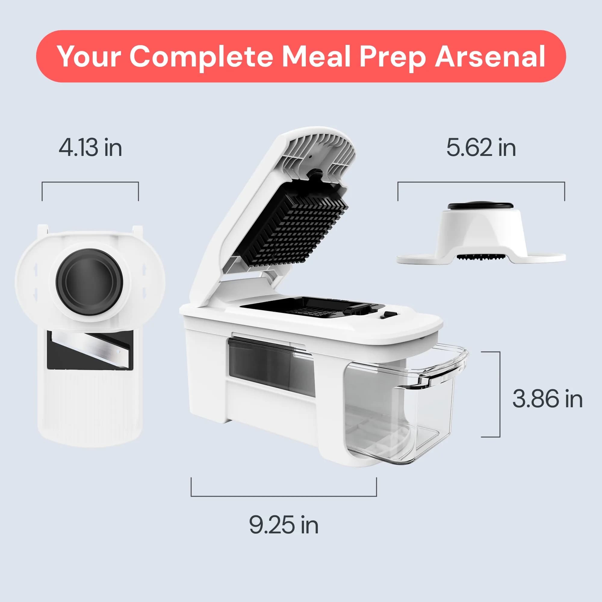 Fullstar Pro XL Vegetable Chopper & Mandoline Slicer 1.8L Container | 4-in-1 Stainless Steel Blades - view 9