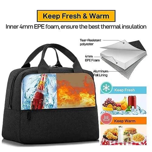 HOMESPON Insulated Lunch Bag for Women Men | Large Capacity, BPA-Free, Keeps Food Cold/Warm 4 Hours thumbnail 5