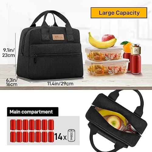 HOMESPON Insulated Lunch Bag for Women Men | Large Capacity, BPA-Free, Keeps Food Cold/Warm 4 Hours thumbnail 3