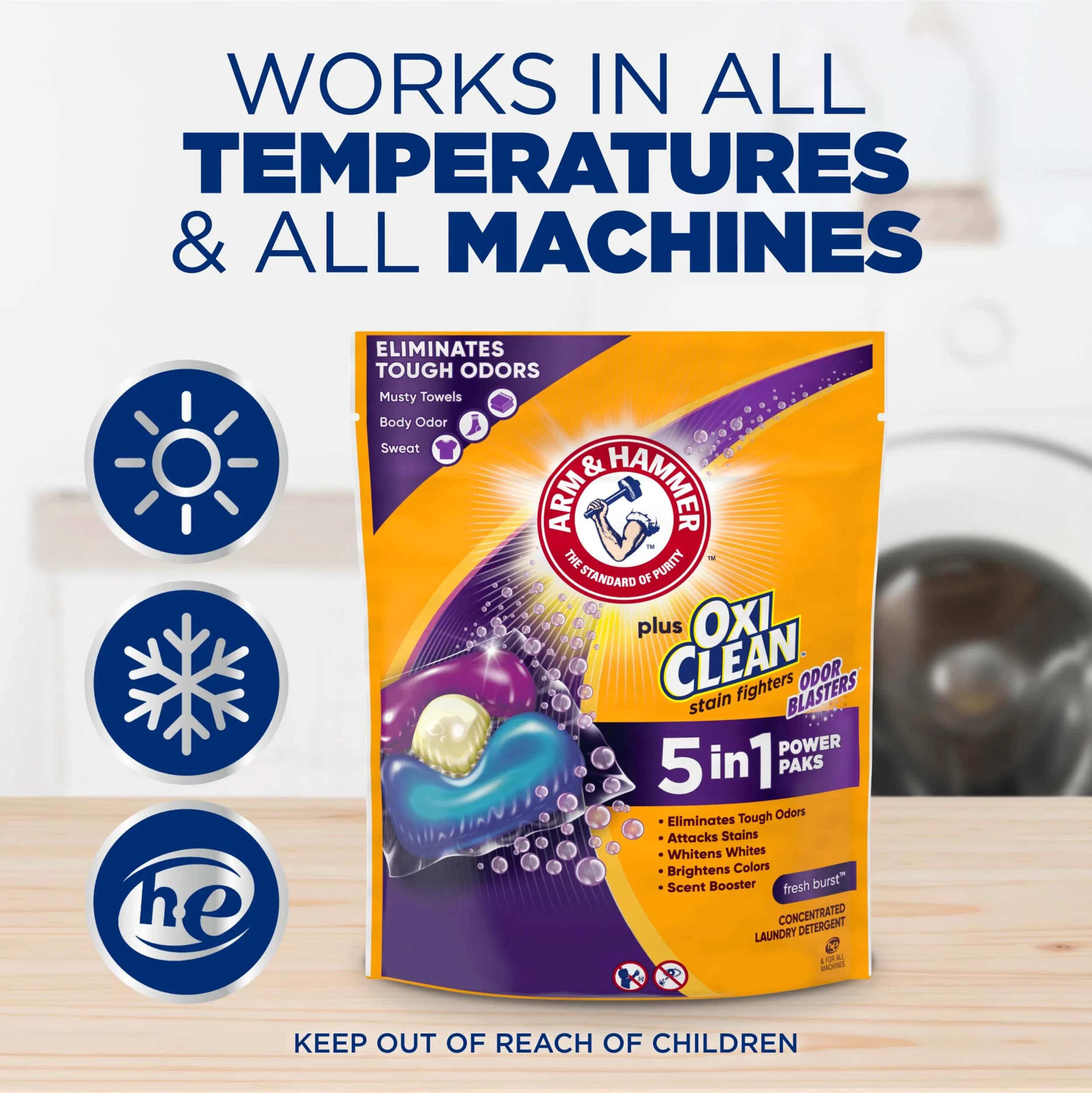 Arm & Hammer Plus OxiClean Odor Blasters Laundry Detergent Pods, 42 Count | Concentrated Formula for Tough Odors - view 7