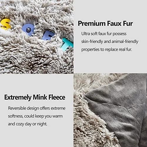 GONAAP Fuzzy Faux Fur Throw Blanket for Couch, Frosty Grey, 50"x60" | Cozy Plush Reversible All-Season Decor thumbnail 5