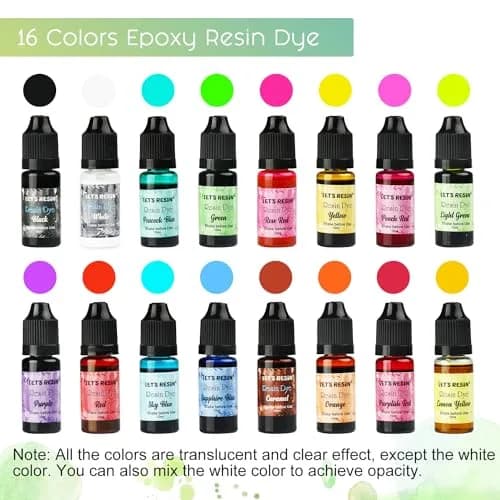 LET'S RESIN Concentrated Resin Dye 16 Colors (0.35oz Each) | Vibrant Translucent Pigments for Epoxy & UV Resin Art thumbnail 2