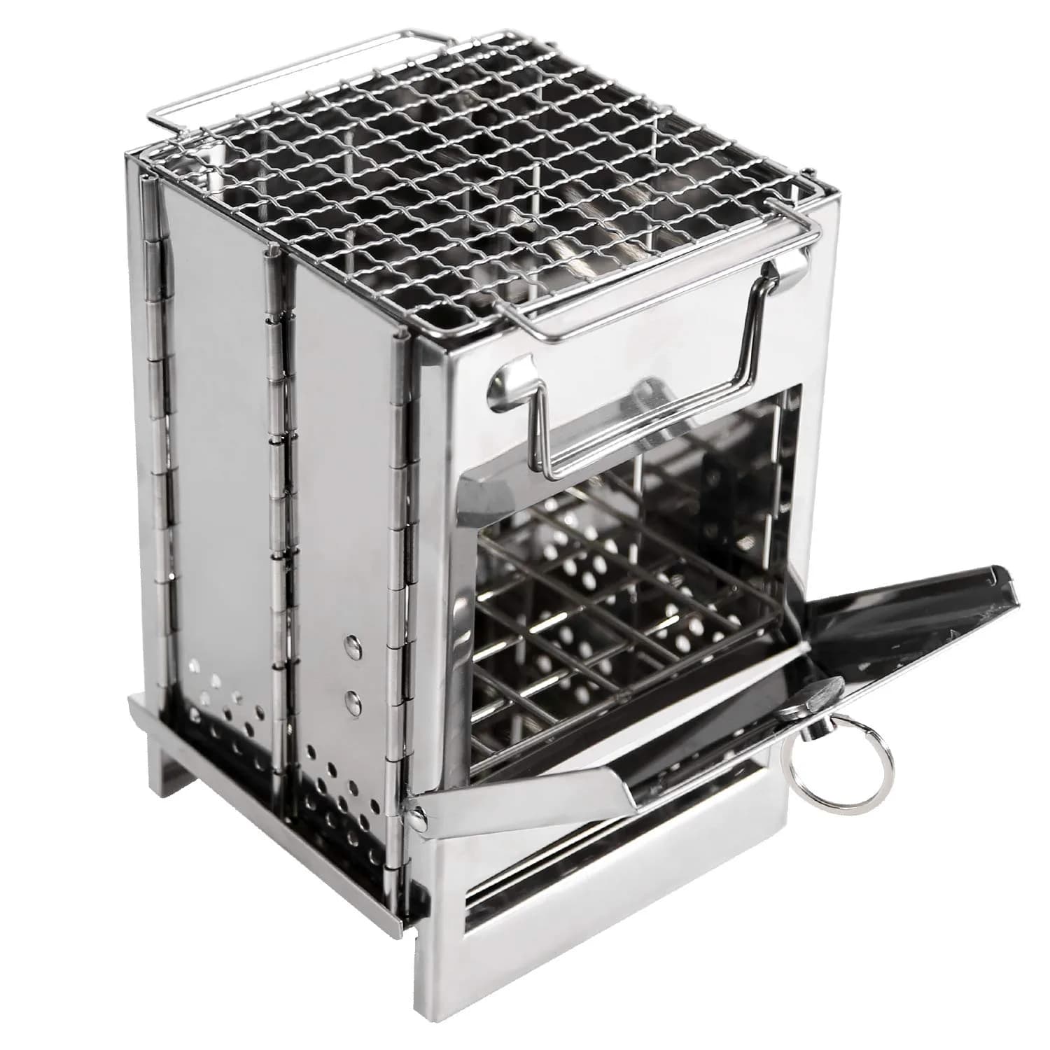 REDCAMP Wood Burning Folding Camp Stove Small with Stainless Steel Grid | Lightweight & Portable for Hiking Outdoor Tent Camping Picnic BBQ - main product image
