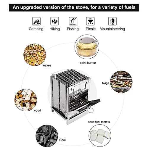 REDCAMP Wood Burning Folding Camp Stove Small with Stainless Steel Grid | Lightweight & Portable for Hiking Outdoor Tent Camping Picnic BBQ thumbnail 6