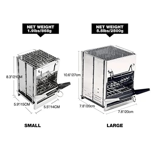 REDCAMP Wood Burning Folding Camp Stove Small with Stainless Steel Grid | Lightweight & Portable for Hiking Outdoor Tent Camping Picnic BBQ thumbnail 3