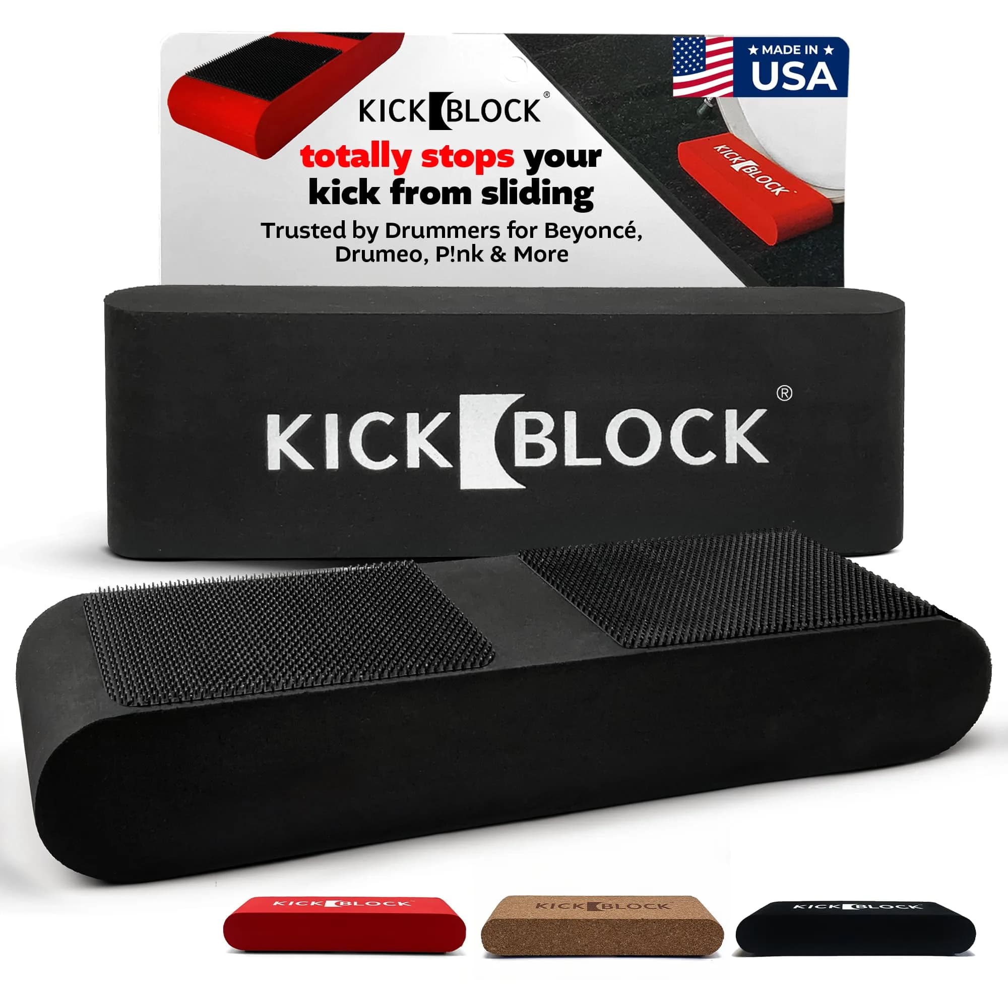 KickBlock Bass Drum Anchor – Ultra-Grip Technology – Stage Black | Drum Stabilizer for Creep & Slide Prevention