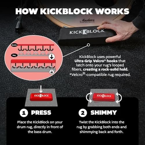 KickBlock Bass Drum Anchor – Ultra-Grip Technology – Stage Black | Drum Stabilizer for Creep & Slide Prevention thumbnail 4