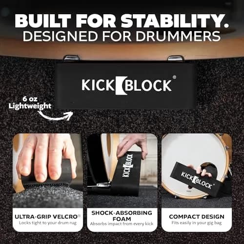 KickBlock Bass Drum Anchor – Ultra-Grip Technology – Stage Black | Drum Stabilizer for Creep & Slide Prevention thumbnail 3