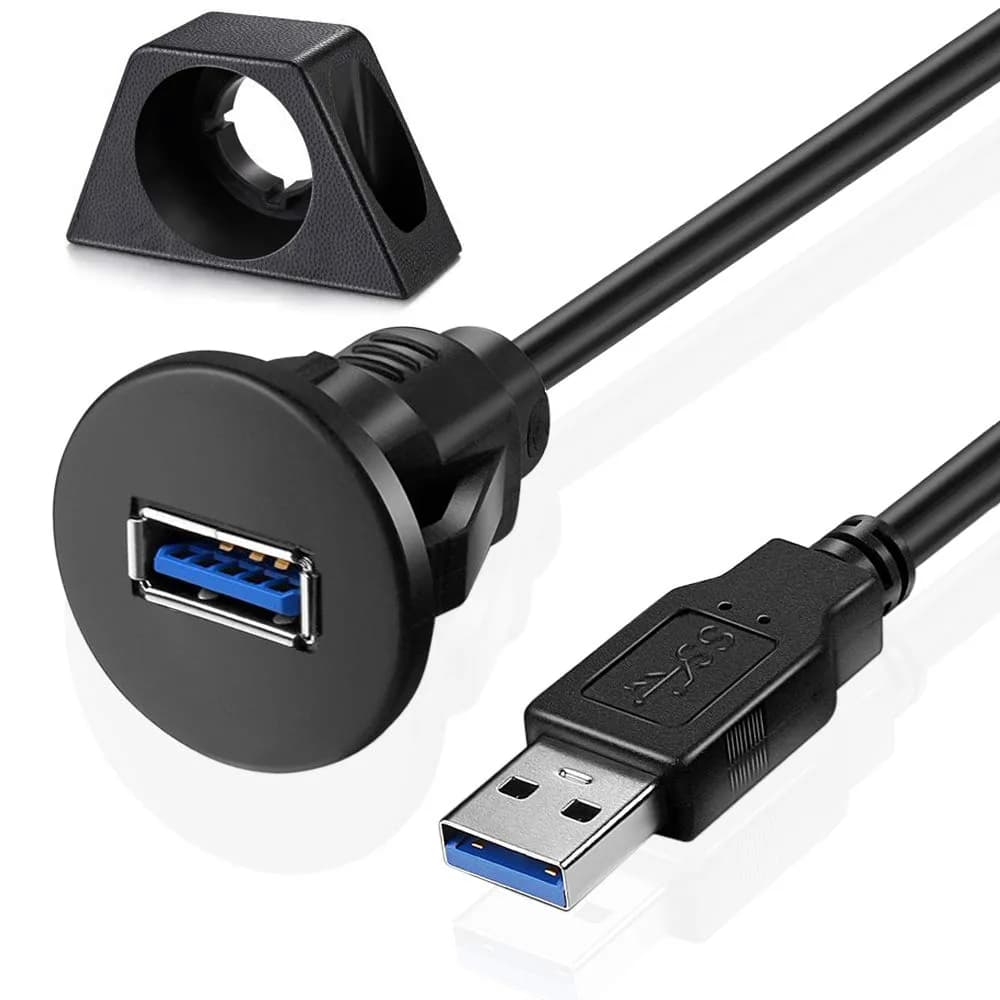 URWOOW USB 3.0 Male to Female Panel Mount Extension Cable 1.83m (6ft) | Flush Mount for Dashboards - main product image