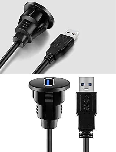 URWOOW USB 3.0 Male to Female Panel Mount Extension Cable 1.83m (6ft) | Flush Mount for Dashboards thumbnail 7
