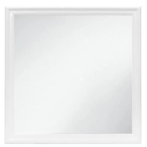 Global Furniture USA White Charlie Mirror | Modern Wall-Mounted Square Mirror for Bedroom & Living Room thumbnail 1