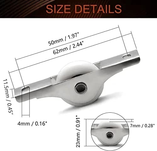 MroMax Nylon Door/Window Roller Replacement 2Pcs 23mm/0.91" Dia White | Durable Sliding Door Pulley thumbnail 2
