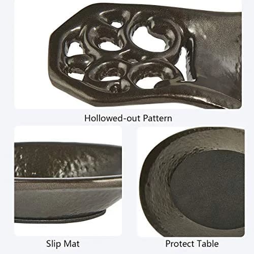JOGREFUL Cast Iron Spoon Rest Coffee Gold | Vintage Kitchen Utensil Holder 7.9x3.7x1.1 inches thumbnail 4
