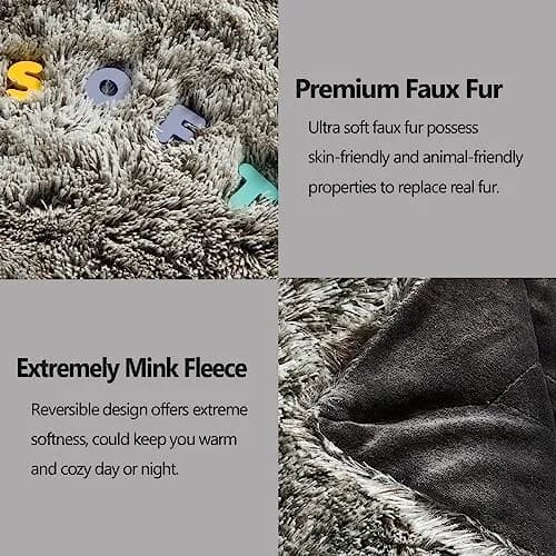 GONAAP Fuzzy Faux Fur Throw Blanket for Couch, Frosty Black, 50"x60" | Cozy & Elegant for All Seasons thumbnail 6