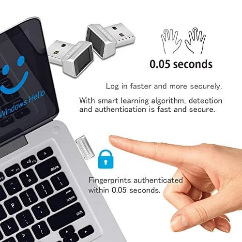 ARCANITE USB Fingerprint Reader for Windows 10 Hello, 0.05s 360-Degree Sensor Security Device, AKFSD-07 thumbnail 5