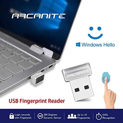 ARCANITE USB Fingerprint Reader for Windows 10 Hello, 0.05s 360-Degree Sensor Security Device, AKFSD-07 thumbnail 6