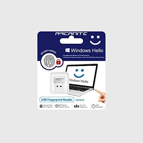 ARCANITE USB Fingerprint Reader for Windows 10 Hello, 0.05s 360-Degree Sensor Security Device, AKFSD-07 thumbnail 8