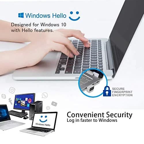 ARCANITE USB Fingerprint Reader for Windows 10 Hello, 0.05s 360-Degree Sensor Security Device, AKFSD-07 thumbnail 2