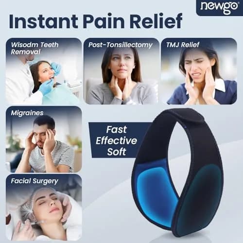 NEWGO Wisdom Teeth Ice Pack Head Wrap with 4 Gel Packs | Adjustable Black Pain Relief thumbnail 6