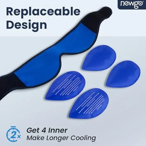 NEWGO Wisdom Teeth Ice Pack Head Wrap with 4 Gel Packs | Adjustable Black Pain Relief thumbnail 2