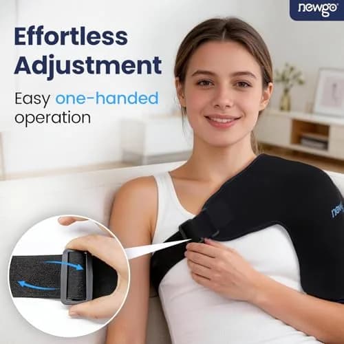 NEWGO Shoulder Ice Pack Wrap with Compression for Both Shoulders, 640g (1.4 lb) | Rotator Cuff Recovery & Post-Surgery Pain Relief thumbnail 4