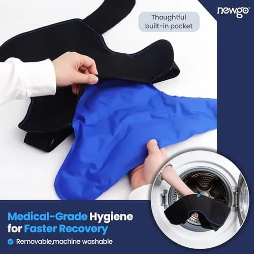 NEWGO Shoulder Ice Pack Wrap with Compression for Both Shoulders, 640g (1.4 lb) | Rotator Cuff Recovery & Post-Surgery Pain Relief thumbnail 8