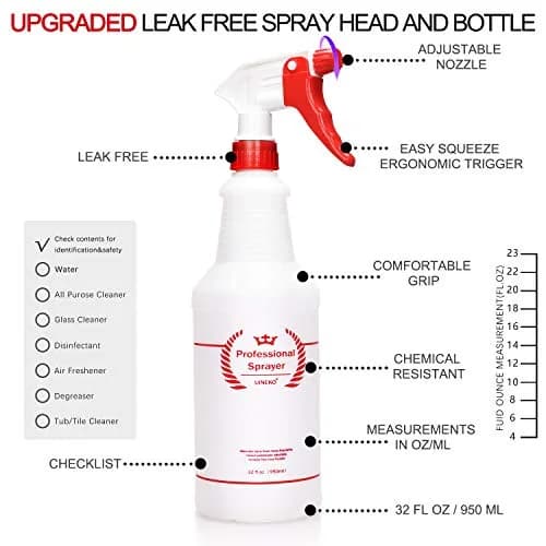Uineko Plastic Spray Bottles 2 Pack, 32 Oz | Heavy Duty, Leak-Proof, Adjustable Nozzle thumbnail 4