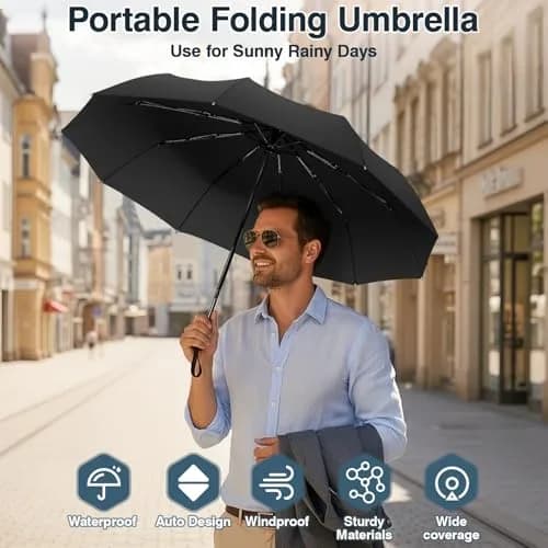 ZOMAKE Small Travel Umbrella Compact Windproof Automatic 45" | Lightweight Paraguas for Rain & Sun thumbnail 4