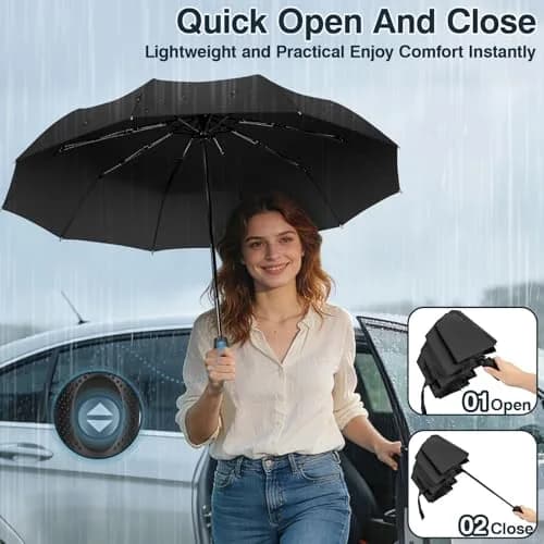 ZOMAKE Small Travel Umbrella Compact Windproof Automatic 45" | Lightweight Paraguas for Rain & Sun thumbnail 6