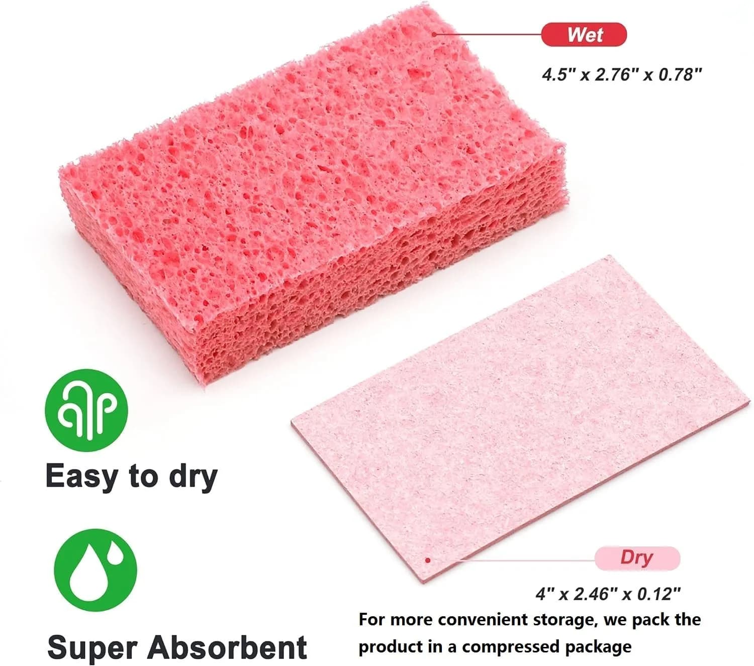 ARCLIBER Compressed Scrub Sponge 18-Pack | Biodegradable Cellulose for Kitchen, Bathroom, Cars - view 2