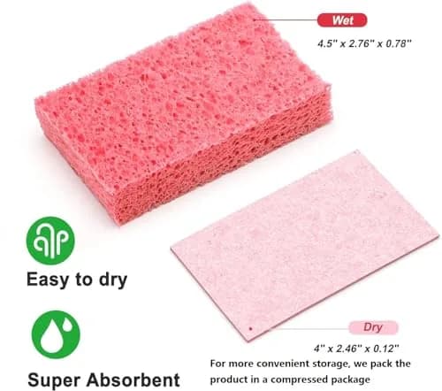 ARCLIBER Compressed Scrub Sponge 18-Pack | Biodegradable Cellulose for Kitchen, Bathroom, Cars thumbnail 2