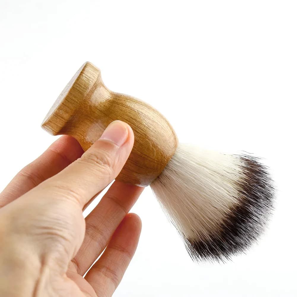 Anbbas 3-in-1 Shaving Brush Set with Synthetic Badger Hair Wood Handle, Stainless Steel Stand and Bowl | Perfect for Traditional Wet Shave - view 2