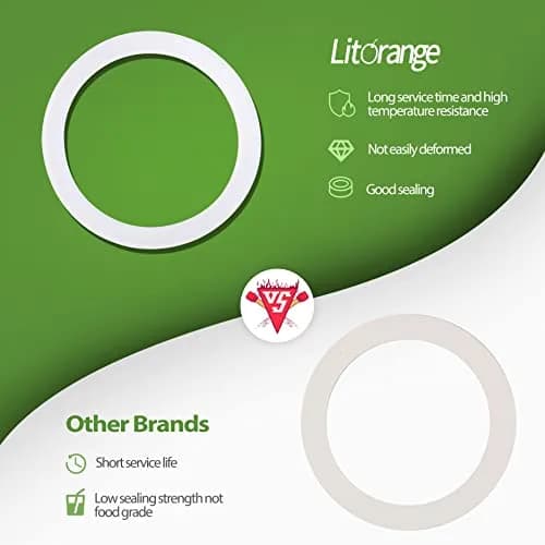 LitOrange Moka Pot Gasket Set 8 Pcs | 65mm OD, 50mm ID Silicone Replacement for 3 & 4 Cup Bialetti Stovetop Espresso Makers thumbnail 4