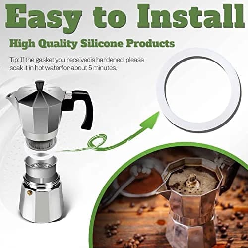 LitOrange Moka Pot Gasket Set 8 Pcs | 65mm OD, 50mm ID Silicone Replacement for 3 & 4 Cup Bialetti Stovetop Espresso Makers thumbnail 3