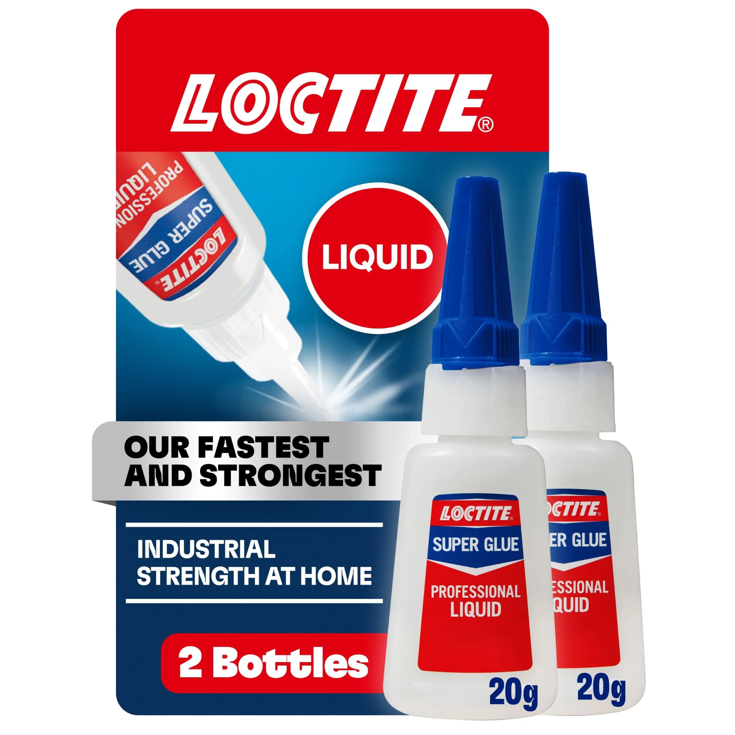 Loctite Professional Super Glue Liquid, Clear, 40ml (1.41 fl oz) Bottle, 2 Pack | Fast-Drying Cyanoacrylate Adhesive for Strong, Invisible Repairs — Clear