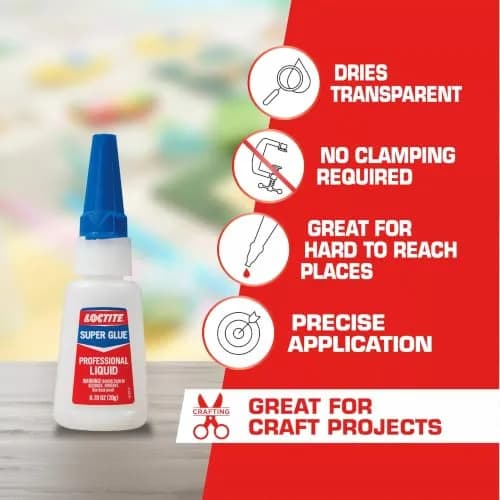 Loctite Professional Super Glue Liquid, Clear, 40ml (1.41 fl oz) Bottle, 2 Pack | Fast-Drying Cyanoacrylate Adhesive for Strong, Invisible Repairs thumbnail 2