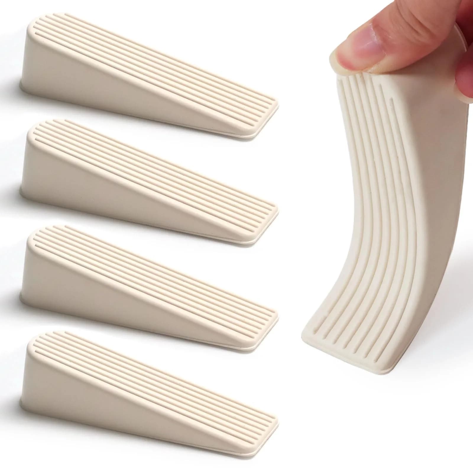 Rannb White 4pcs Door Stop Wedge | Protect Floors & Doors in India