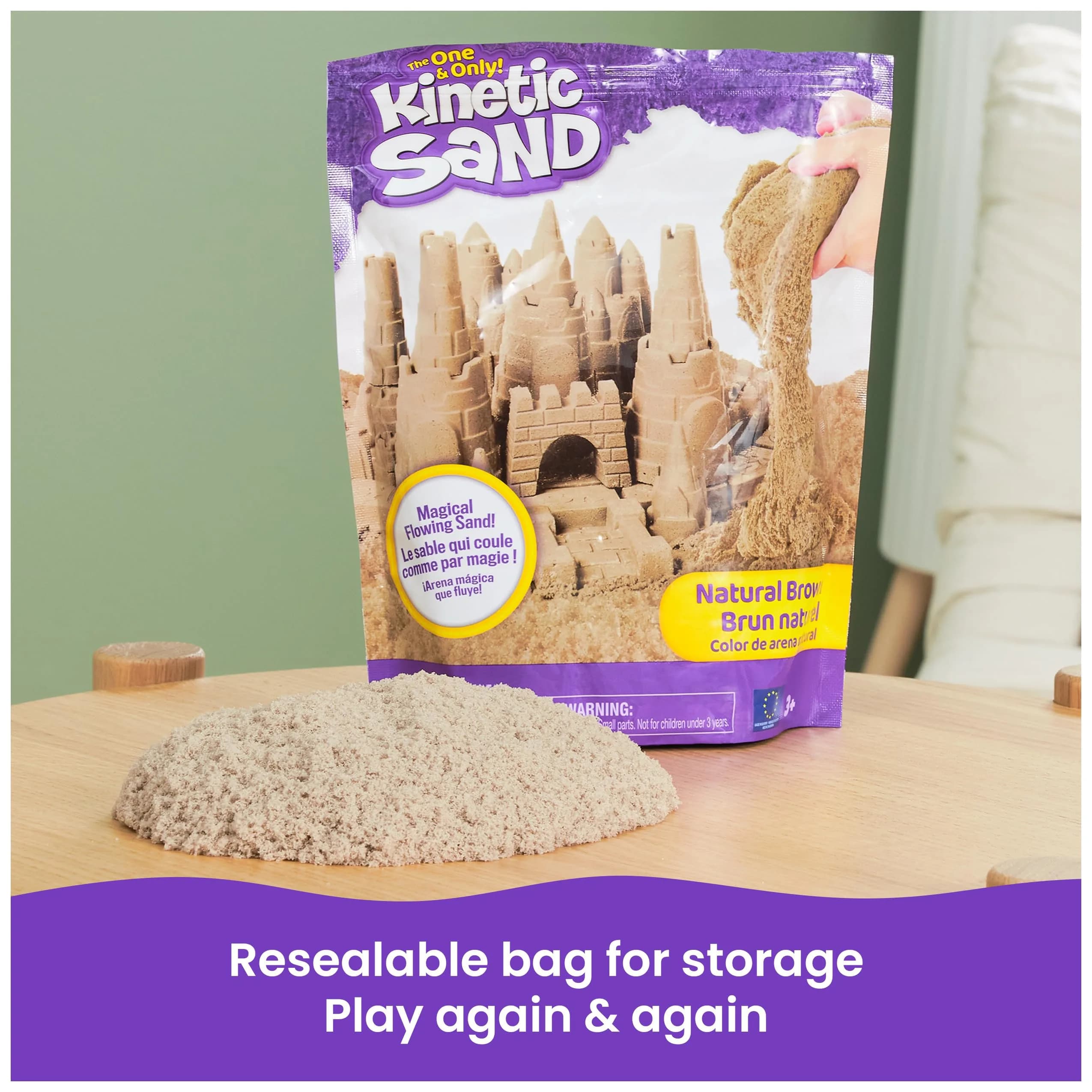 Kinetic Sand Brown 2lb (907g) | Moldable Sensory Play Sand for Kids Ages 3+ | Non-Toxic & Easy Cleanup - view 8