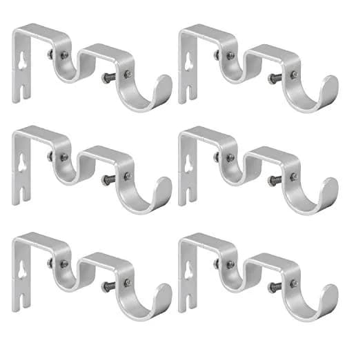 Anndason Heavy Duty Double Curtain Rod Brackets (Set of 6, Silver) 4.72'' & 2.05'' | Rust-Proof Iron Holders thumbnail 1