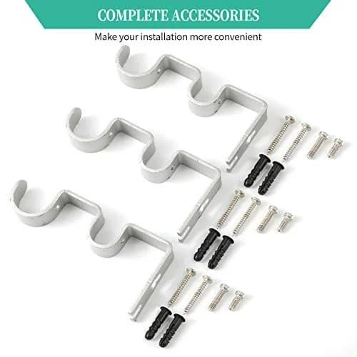 Anndason Heavy Duty Double Curtain Rod Brackets (Set of 6, Silver) 4.72'' & 2.05'' | Rust-Proof Iron Holders thumbnail 8