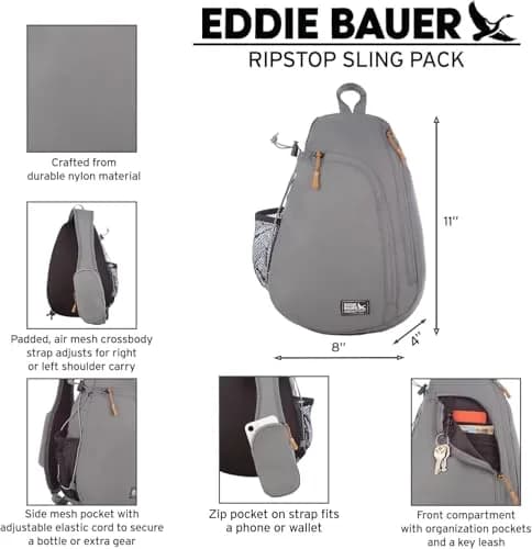 Eddie Bauer Ripstop Sling Bag 8L | Lightweight Durable Crossbody for Travel & Daily Use thumbnail 3