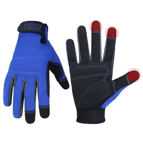 HANDLANDY Work Gloves for Men & Women, Utility Mechanic Touch Screen Gloves, Flexible Breathable Gardening Gloves (Large, 1 Pair) thumbnail 1