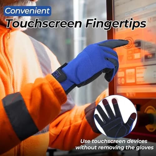 HANDLANDY Work Gloves for Men & Women, Utility Mechanic Touch Screen Gloves, Flexible Breathable Gardening Gloves (Large, 1 Pair) thumbnail 4
