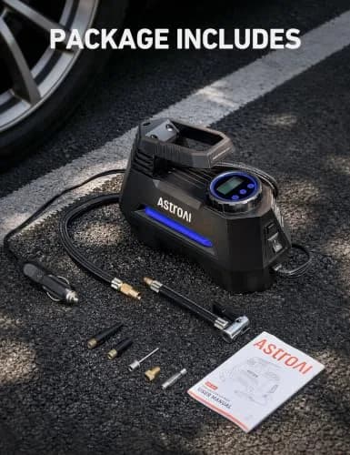 AstroAI AIRUN H Tire Inflator Portable Air Compressor 12V DC 35L/min | Fast Inflation for Car, Motorcycle, Bike Tires thumbnail 8
